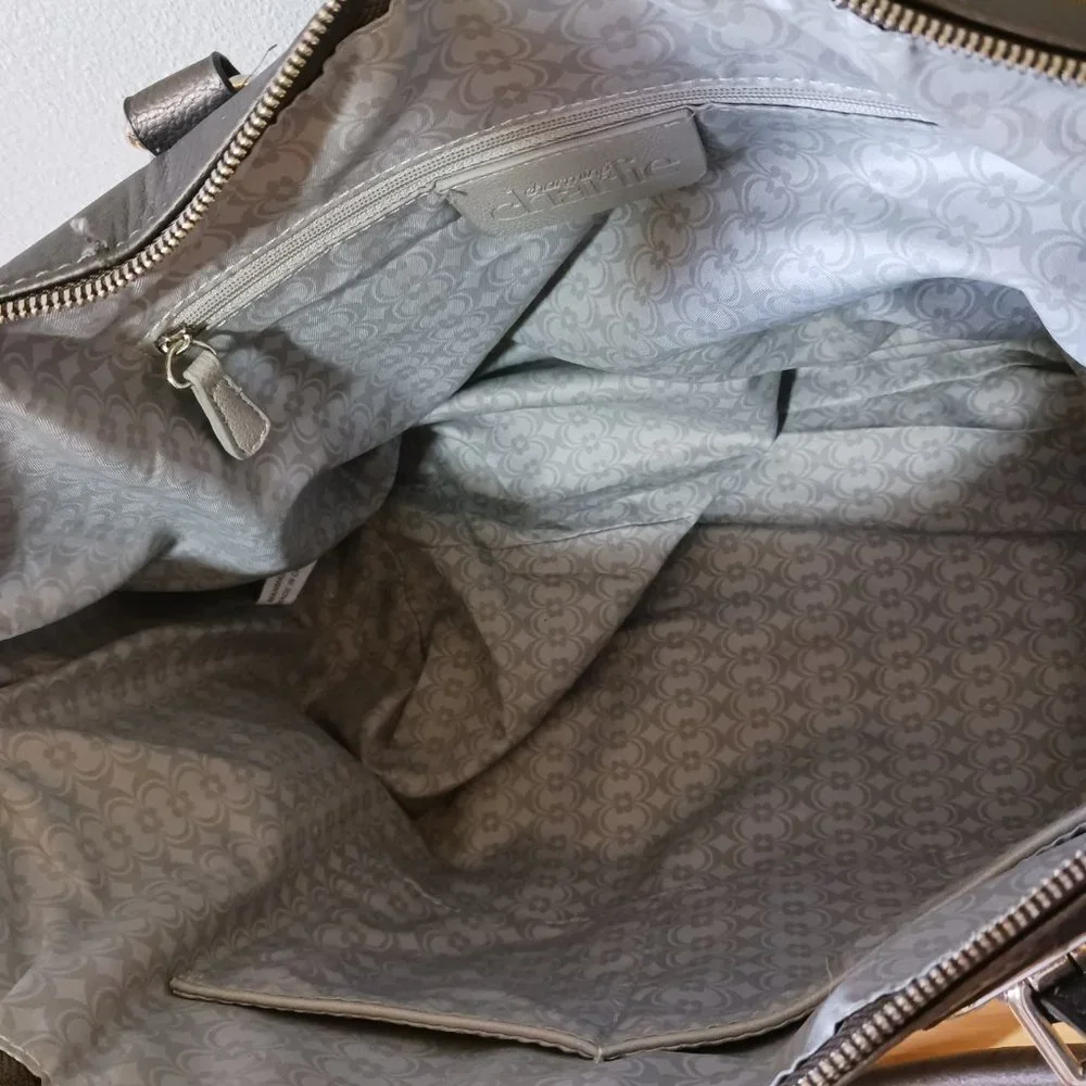 Charming Charlie Dark Gray Handbag Tote Buckles Zipped Closure - Picture 6 of 12